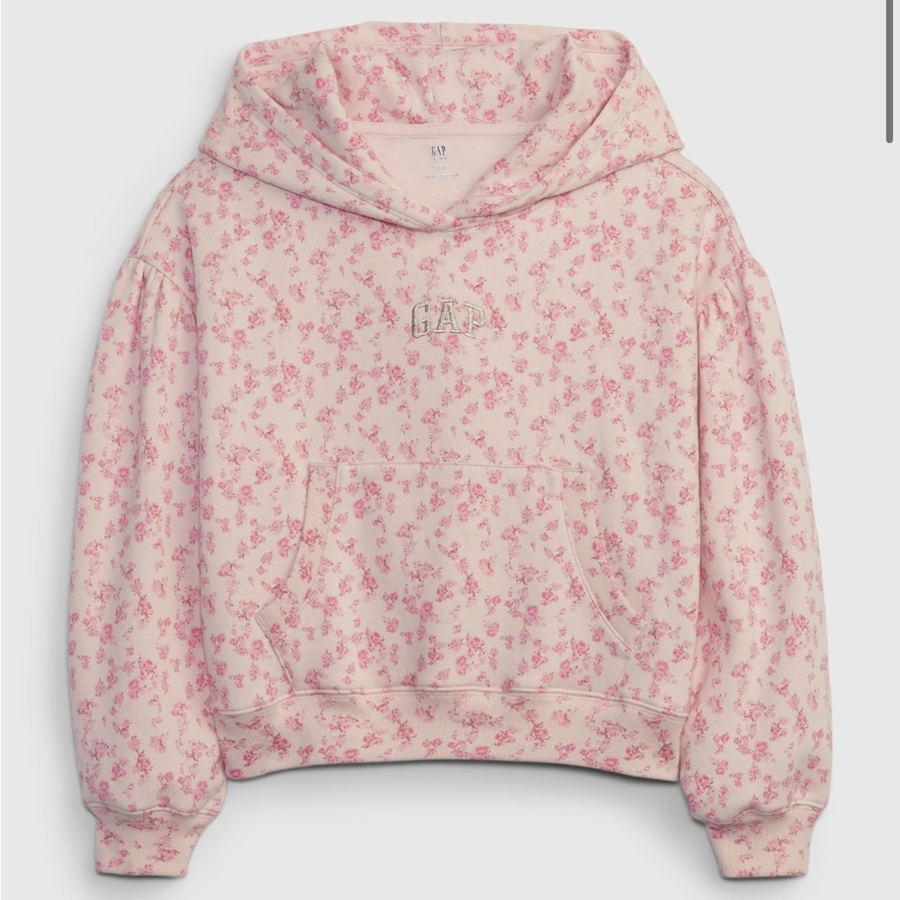 Gap × LoveShackFancy Kids Floral Cropped Logo Hoodie GIRLS size XXL 14/16 NWT